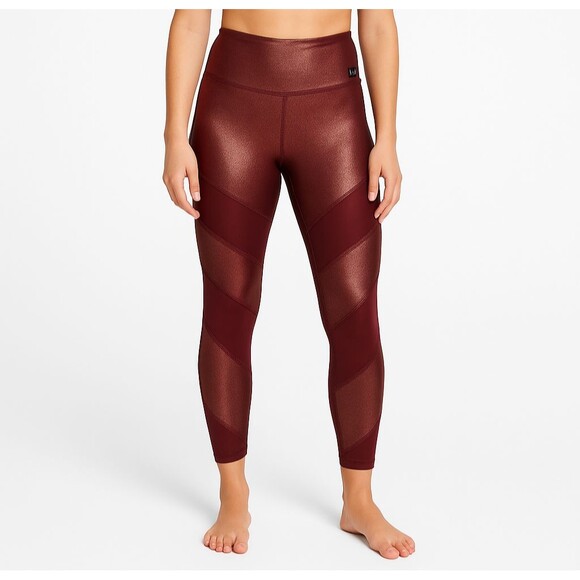 Victoria’s Secret PINK Ultimate High Waist Ankle Leggings Maroon Metallic NWT S - Picture 1 of 14